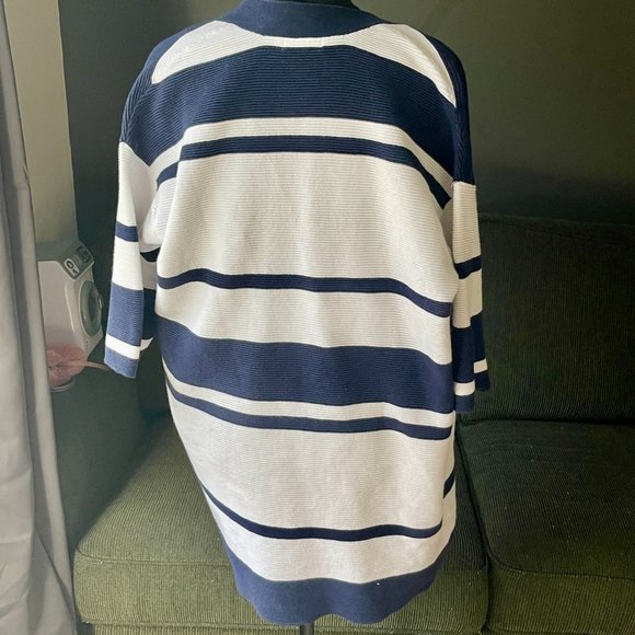 REITMANS XL 100% Cotton Stripe Blue & White Cardigan - Picture 2 of 5